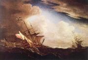 Monamy, Peter English ships beating to windward in a gale Spain oil painting artist